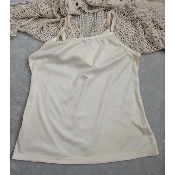 Democracy Wmns top sz XL crochet lace + embroidery+ camisole100% cotton see meas - Picture 6 of 11